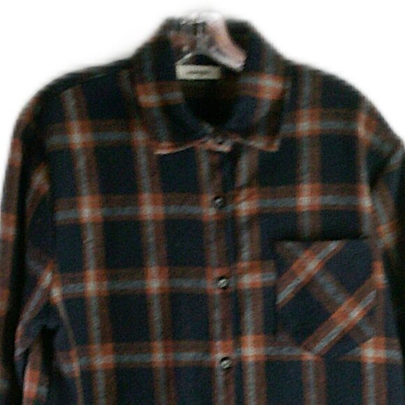 Adora - Navy/Rust Button Down Plaid Shacket - Size Large - Picture 2 of 6